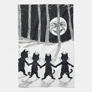 Linge De Cuisine Pleine lune et chats, Louis Wain