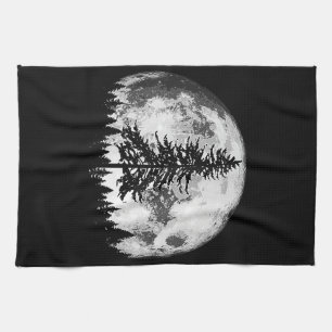 Linge De Cuisine Pleine lune rétro et minimaliste Arbre à pin Vinta