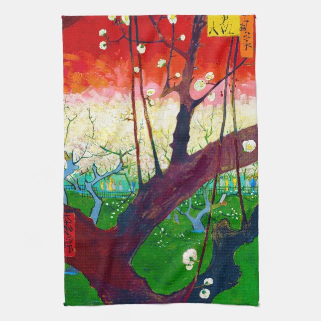 Linge De Cuisine Plum à fleurs (après Hiroshige), Van Gogh (Vertical)