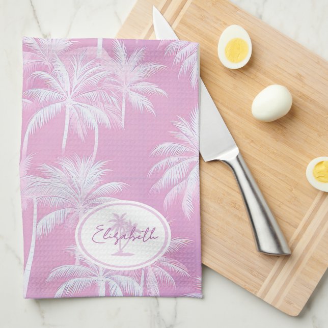 Linge De Cuisine Plum Motif de silhouette de palmier hawaïen ID1093 (Quart Plié)