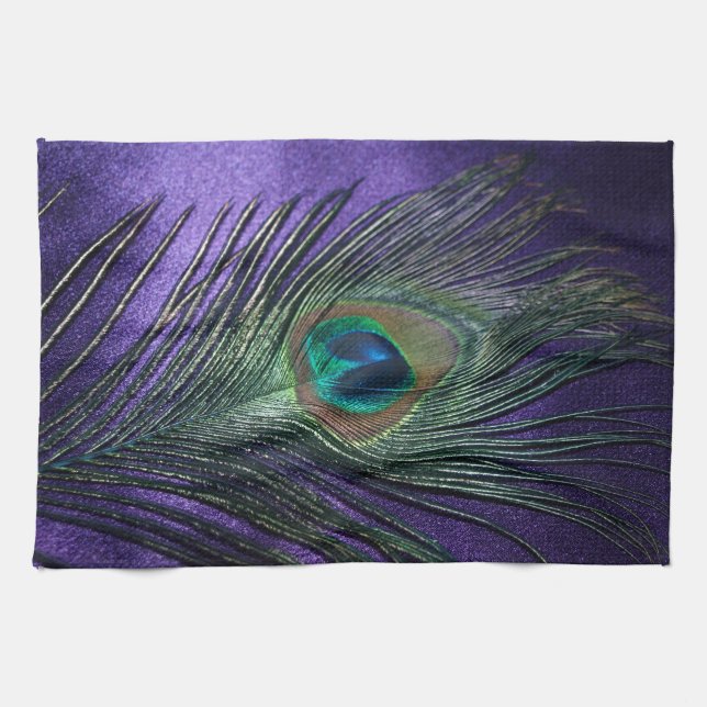 Linge De Cuisine Plume pourpre soyeuse de paon (Horizontal)