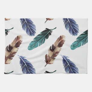 Linge De Cuisine Plumes colorées Texture tribale