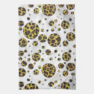 Linge De Cuisine Pointe Leopard Brown et Jaune