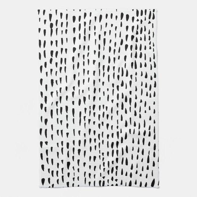 Linge De Cuisine Pointes minimalistes en points noirs blancs (Vertical)