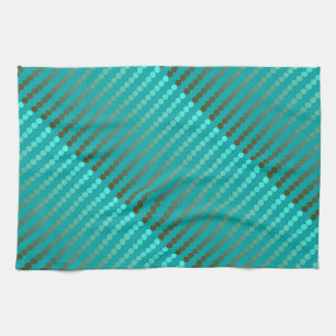 Linge De Cuisine Points en satin - turquoise et gris étain