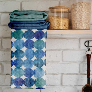 Linge De Cuisine Points motif - bleu et vert.