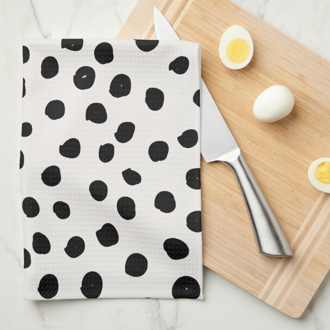 Linge De Cuisine Points posters de animaux Noir Et Blanc Dalmatie (Quart Plié)