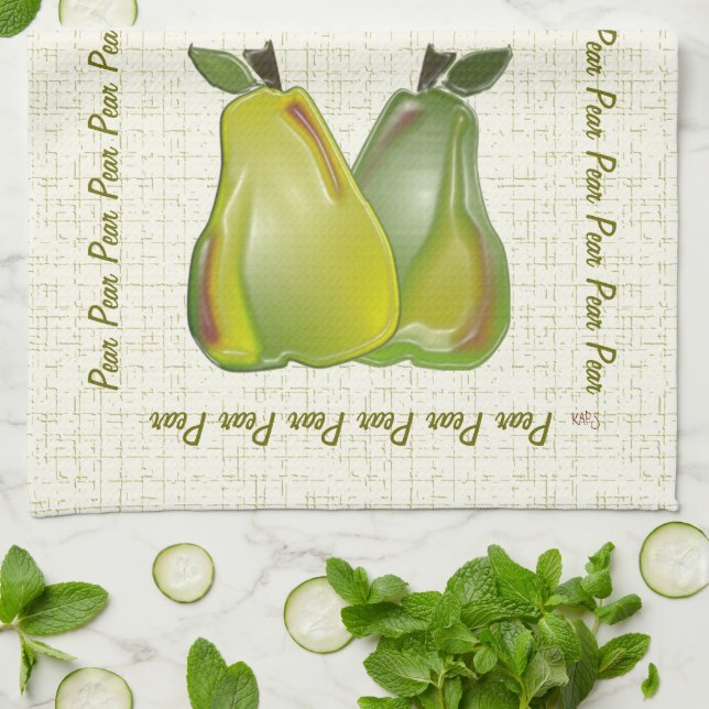 Linge De Cuisine poires 3D (carte de travail) (Plié)