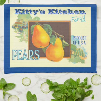 Linge De Cuisine Poires édifiables Art de caisse de fruits vintage