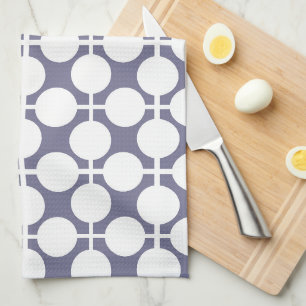 Linge De Cuisine pois blanc gris et motif