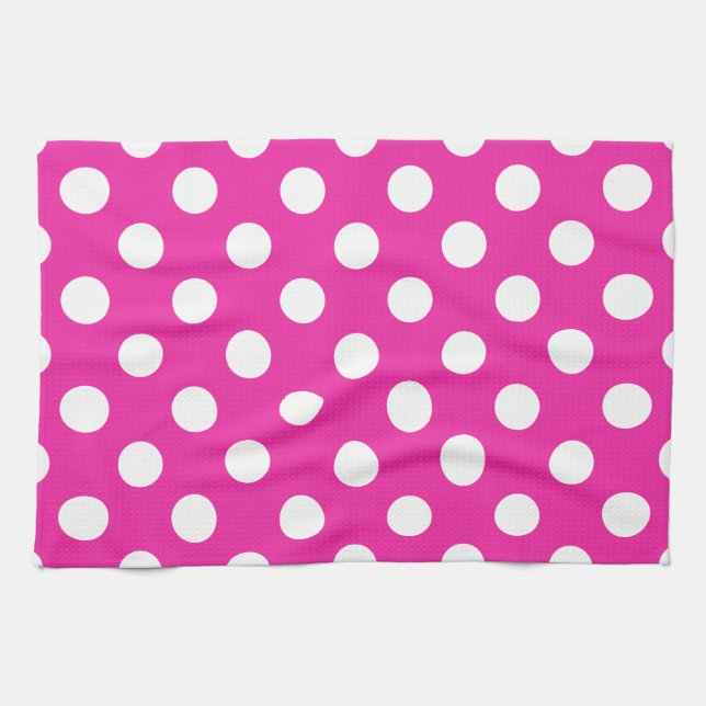 Linge De Cuisine Pois blancs sur fuchsia (Horizontal)