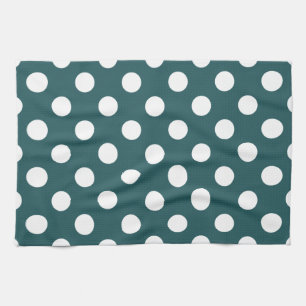 Linge De Cuisine Pois blancs sur turquoise
