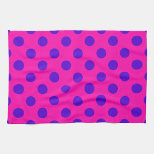Linge De Cuisine Pois bleus sur fuchsia