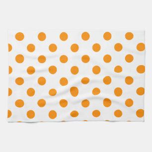 Linge De Cuisine Pois grand - orange-foncé sur le blanc