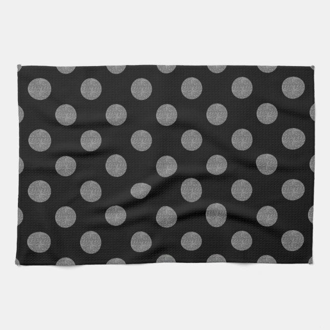 Linge De Cuisine Pois gris et noir (Horizontal)