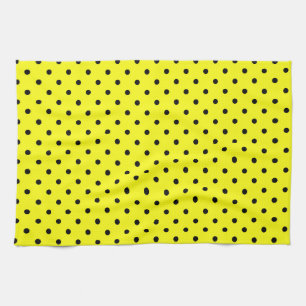 Linge De Cuisine Pois jaune noir