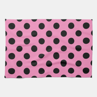 Linge De Cuisine pois noirs en rose