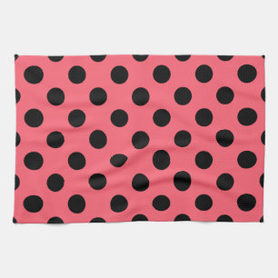 Linge De Cuisine Pois noirs sur corail