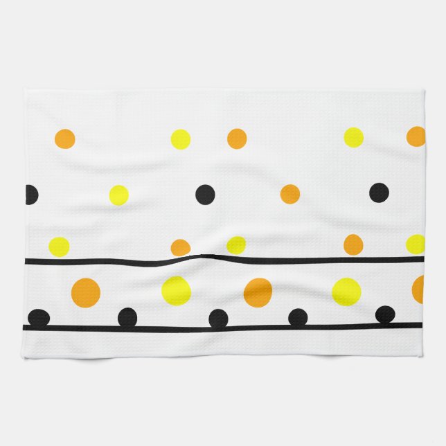 Linge De Cuisine Pois orange jaune noir (Horizontal)