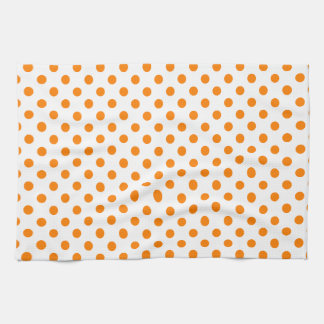 Linge De Cuisine Pois - orange sur le blanc