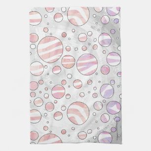 Linge De Cuisine Pois rose et blanc Zebra
