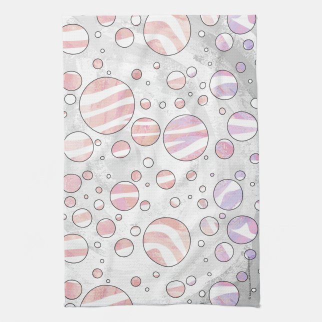 Linge De Cuisine Pois rose et blanc Zebra (Vertical)