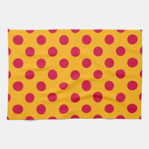 Linge De Cuisine Pois rouges sur jaune