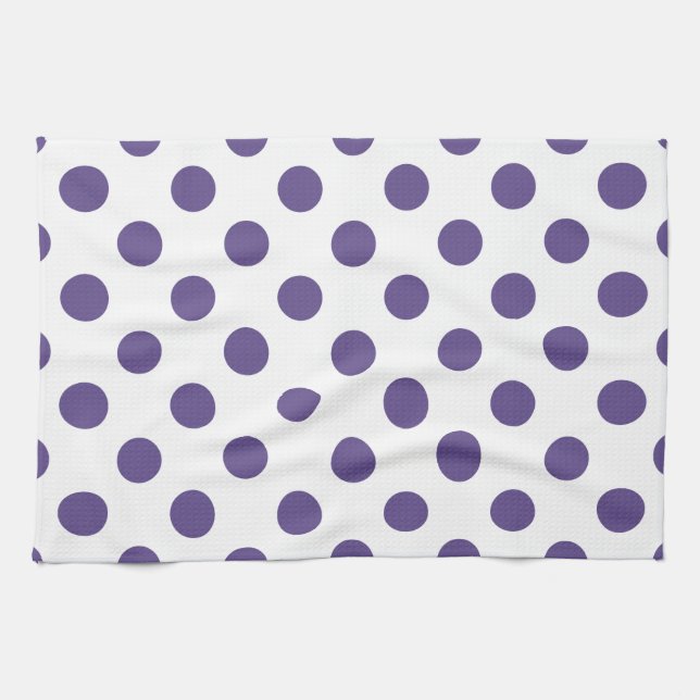 Linge De Cuisine Pois ultra violets sur blanc (Horizontal)