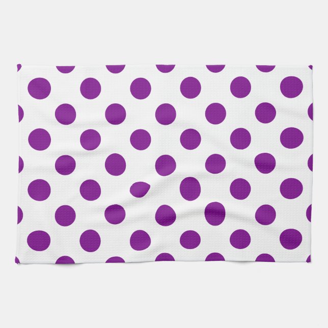 Linge De Cuisine Pois violets et blancs (Horizontal)