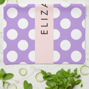 Linge De Cuisine Pois violets, Motif Pointe Polka, Votre Nom