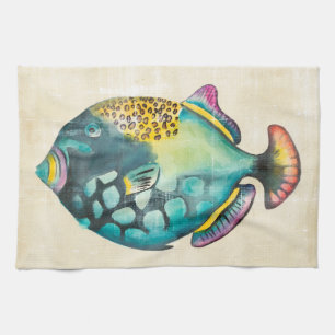 Linge De Cuisine Poisson Aquarium bleu et violet