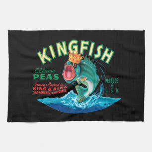 Linge De Cuisine Poisson basse portant une couronne sur un Arrière 