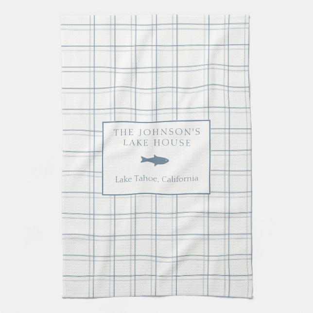 Linge De Cuisine Poisson Bleu de la Maison de Lac Plaid Classable (Vertical)