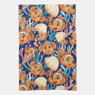 Linge De Cuisine Poisson clown Dessin animé mignon Famille Sous l'e