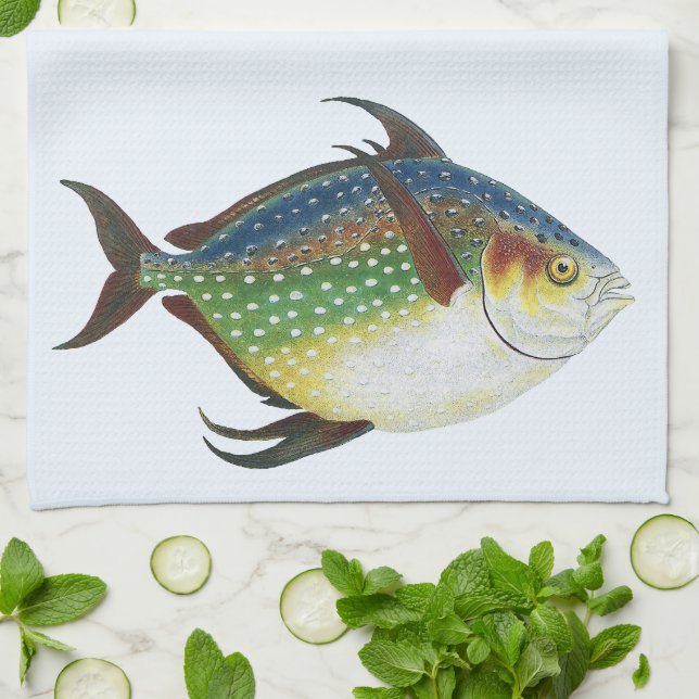 Linge De Cuisine Poisson Opah tropical, animal aquatique marin Vint (Plié)