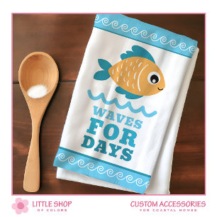 Linge De Cuisine Poisson Tropical Plage Vagues à Gogo Personnalisab