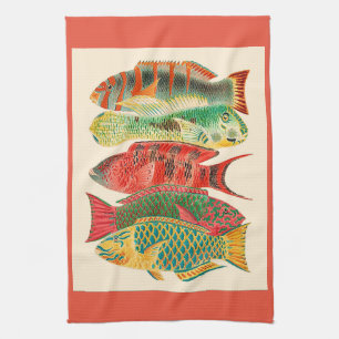 Linge De Cuisine Poisson tropical Vintage