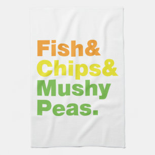 Linge De Cuisine Poissons & Chips & Pois Musqués.