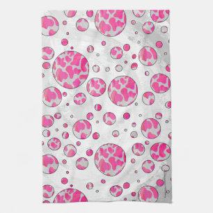 Linge De Cuisine Poka Dot Vache rose et blanc