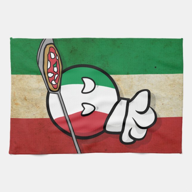 Linge De Cuisine Polandball - Italyball faisant la pizza (Horizontal)