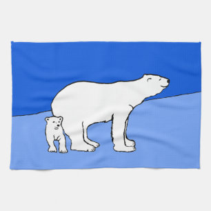 Linge De Cuisine Polar Bear Mom and Cub Peinture - Wildlife Art