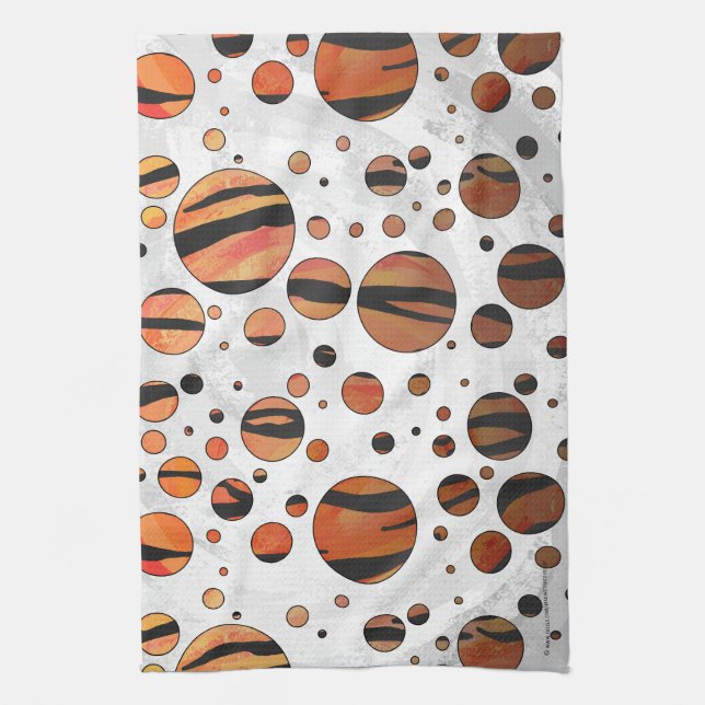 Linge De Cuisine Polis Dot Tiger Hot orange et noir (Vertical)