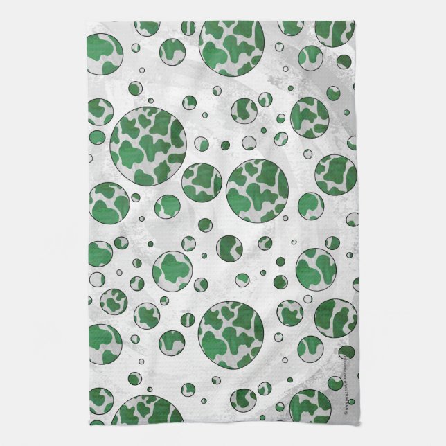 Linge De Cuisine Polis Dot Vache vert et blanc Impression (Vertical)
