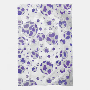 Linge De Cuisine Polka blanc et violet dalmate