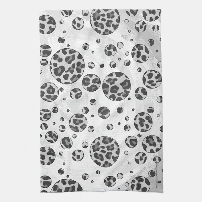 Linge De Cuisine Polka Dot Leopard Design noir et blanc (Vertical)