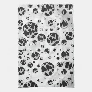 Linge De Cuisine Polka Dot Vache noir et blanc