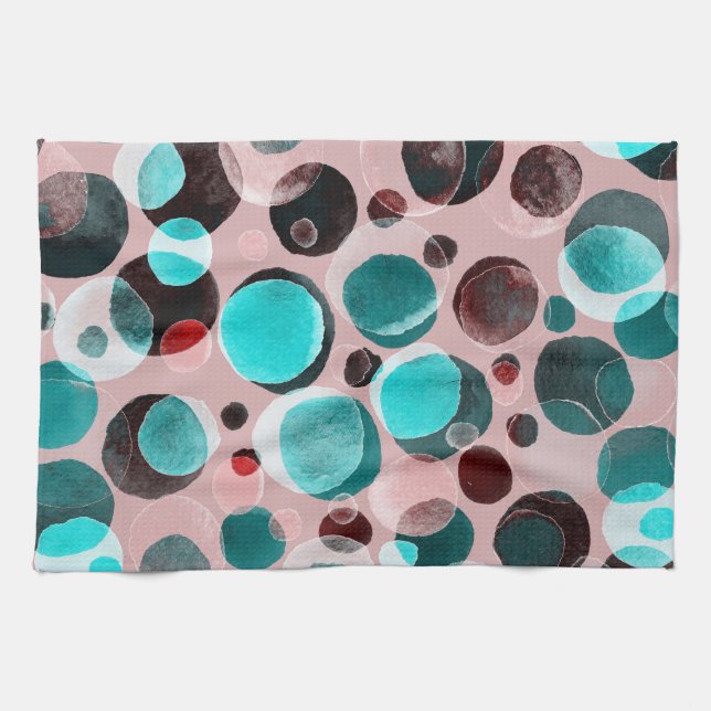 Linge De Cuisine Polka point aquarelle, motif abstrait. (Horizontal)