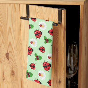 Linge De Cuisine Polka rouge mignon point Ladybug Fleur de margueri