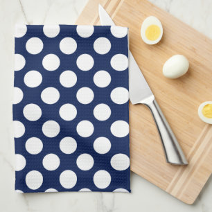 Linge De Cuisine Polkadot blanc sur Arrière - plan bleu