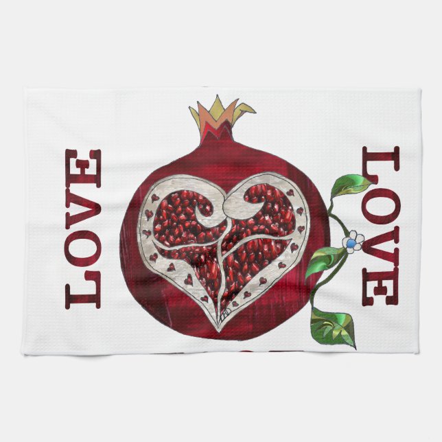 Linge De Cuisine Pomegranate Heart LOVE Valentine (Horizontal)